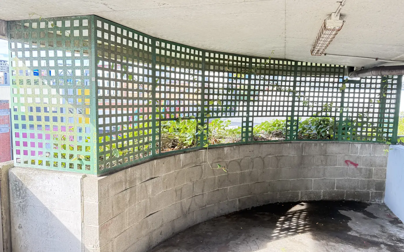 Screened access area photographed during an anonymous property condition review